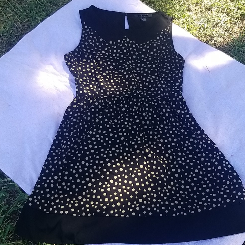 Black and cream polka dot dress